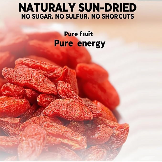 DABC OAK LAND Goji Berries 3LB Wolfberry Premium Large Berry Form5A Wolfberry 100% Natural Sun-Dried Whole Fruit Sulfate &amp Additive Free Great Flavor for SoupDrinks Snacks Beverages 3LB/Bag