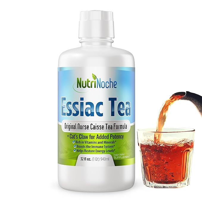 NutriNoche All Natural Genuine Essiac Tea - Pure Essiac Liquid Herbal Supplement - Organic and WildCrafted Herbs - 32 oz Bottle - Ojibwa Tea - Pre-Brewed Ready to Drink