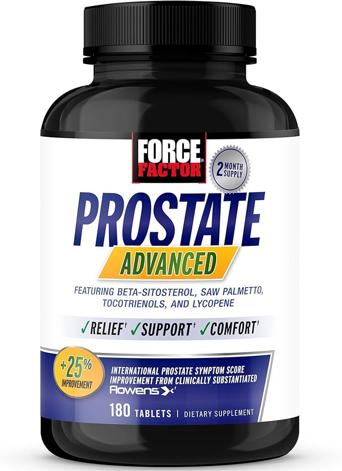 Force Factor Prostate Advanced Health Supplement for Men for Reducing Nighttime Bathroom Trips Bladder &amp Urinary Relief with Saw Palmetto Beta-Sitosterol 180 Tablets (1-Pack)