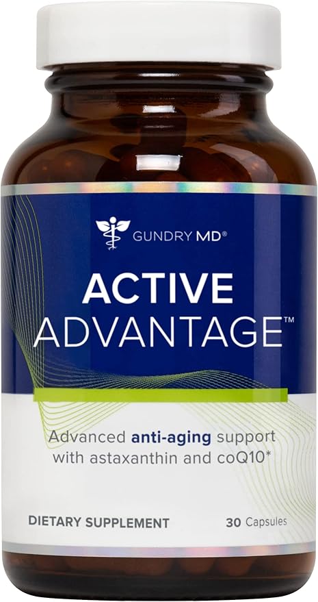 Gundry MD® Active Advantage Astaxanthin and CoQ10 Supplement to Support Energy Strength and Metabolism 30 Count