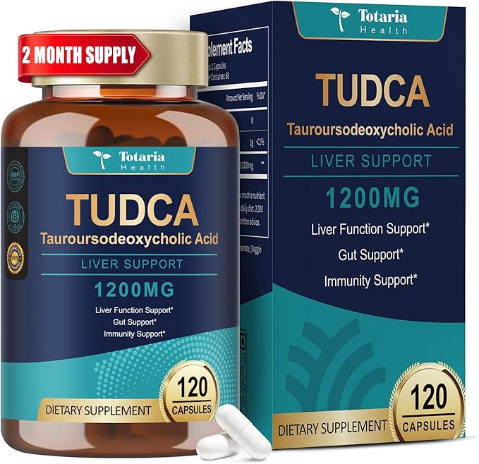 Totaria TUDCA Supplement 1200mg (Tauroursodeoxycholic Acid) 120 Capsules Ultra Strength TUDCA Bile Salts Liver Supplements Pure Tudca for Liver and Gallbladder Repair Gut Health
