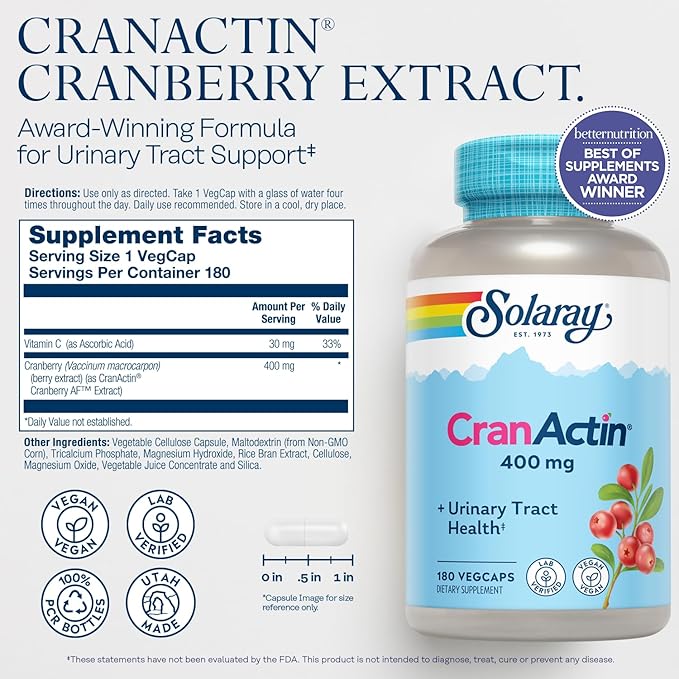 Solaray Cranactin 180 Veggie Capsules