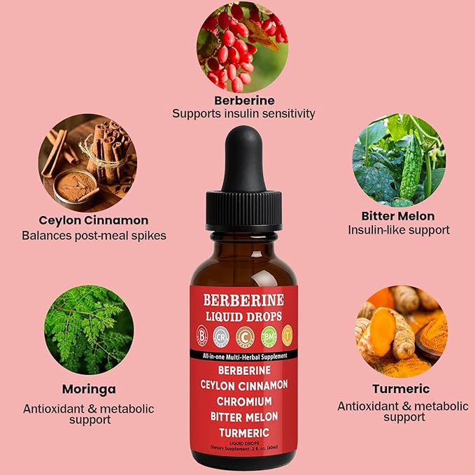 Glucora Berberine Nutrapure Berberine - Cavora Ceylon Cinnamon Berberine Liquid Drops – Plant-Based Daily Wellness Support Mild Cinnamon Flavor Fast Absorption (1)