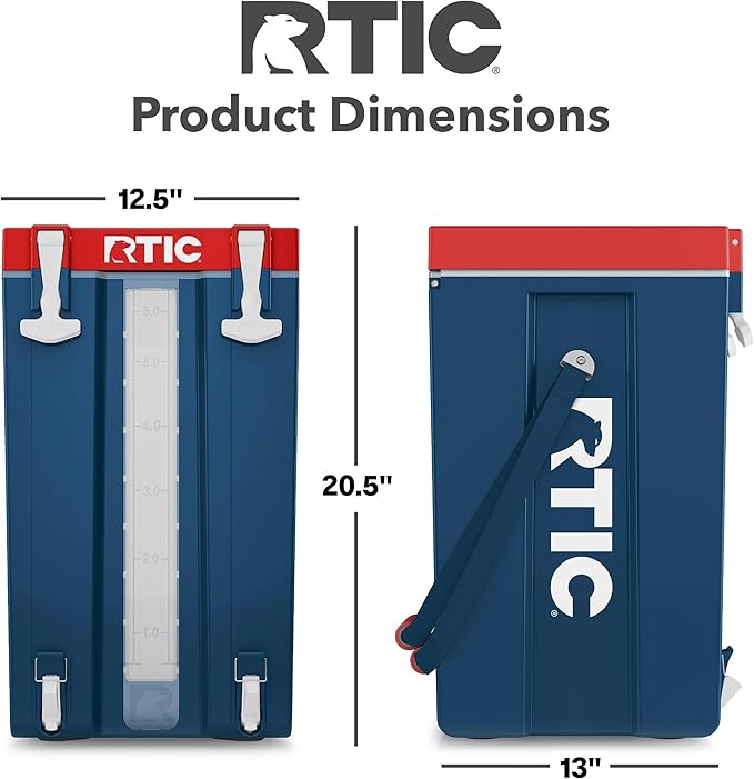 RTIC Halftime Water Cooler 6 Gallon Portable Carrier Container Drink Beverage Dispenser Stackable with 2 Taps Bottleless BPA-Free for Sports Camping BBQ Parties Picnic Patriot