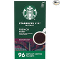 Starbucks VIA Instant Coffee Packets Single Serve Dark Roast Coffee French Roast 96 Packets