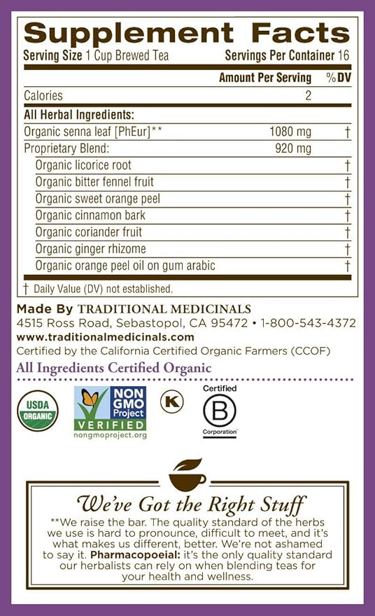 Traditional Medicinals Smooth Move with Senna Herbal Tea (Pack of 6) - 96 Tea Bags Total