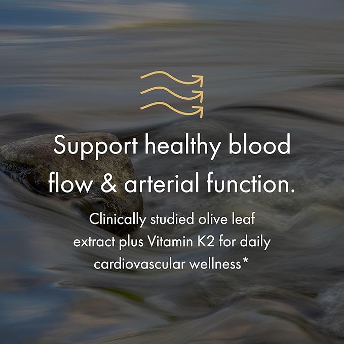 NAOMI BP Advanced Potent Ingredients for Blood Flow and Circulation Endothelial Function Supports Cardiovascular and Arterial Health 1000mg Olive Leaf Extract 180mcg Vitamin K2 (Small 60 Count)