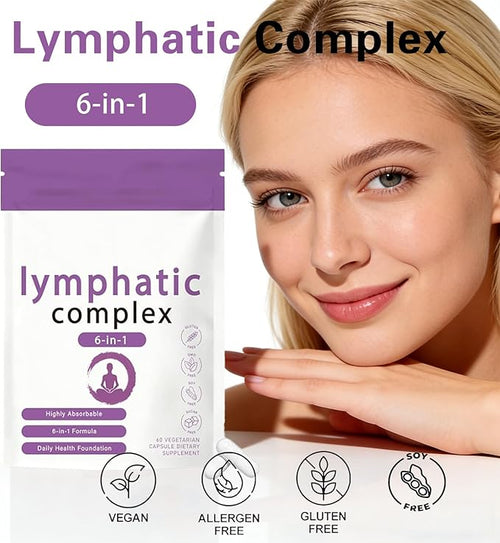 6-in-1 Lymphatic Complex | Lymphatic Support Supplement | DandelionBurdockBromelain Herbal Blend | VeganNon-GMO | Supports Healthy Lymphatic Function &amp Skin Radiance60 Capsules