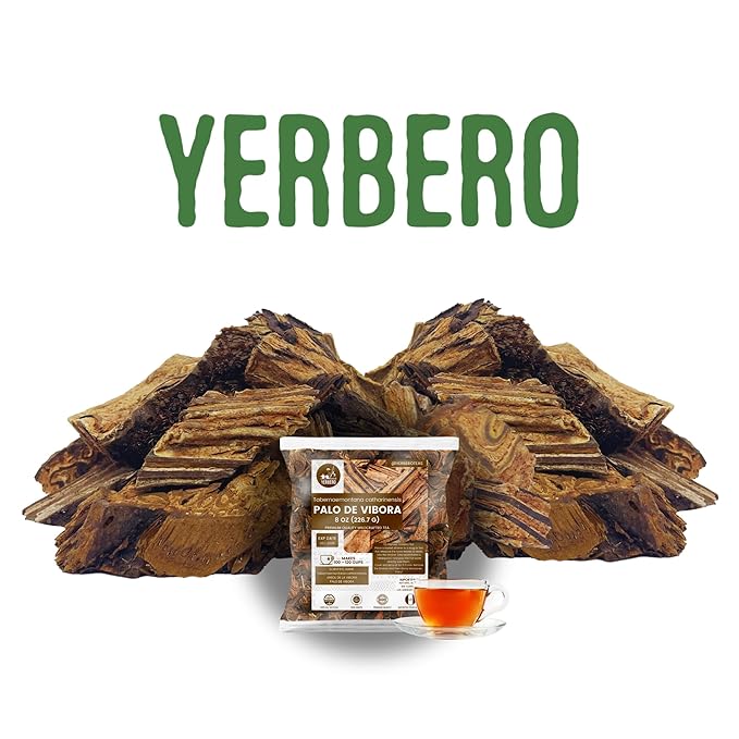 Yerbero - 2 Piece Bundle - Palo De Víbora 1LB (453g) + Quina Roja 1LB (453g) | Duo Tes Herbales De Árbol De la Víbora &amp Red Cinchona Bark | 2 Bag Duo Quina Roja Bark &amp Raiz Palo De Vibora Herb