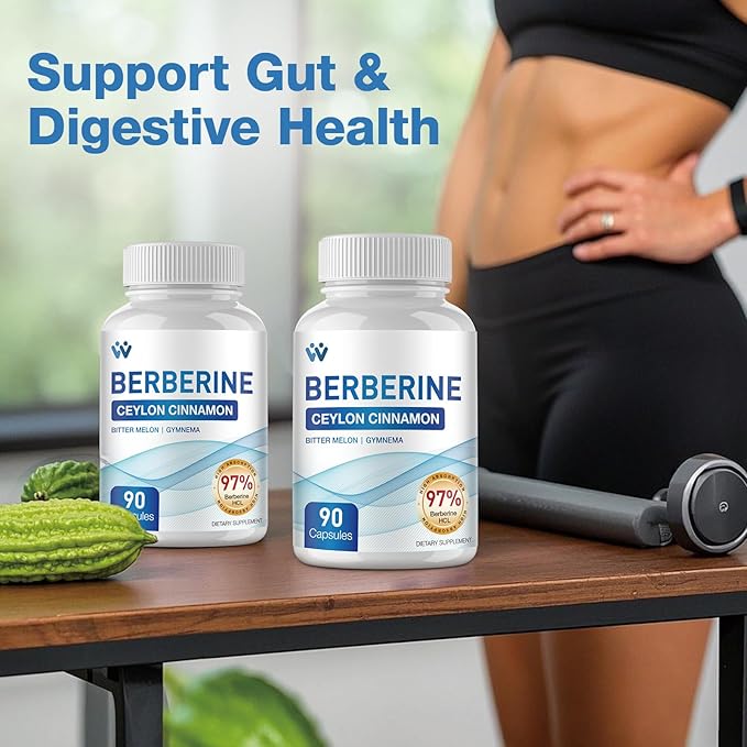Berberine Supplement 1500mg - Berberine with Ceylon Cinnamon Berberine HCl 97% Purity Complex Supplements Non-GMO Vegan - 180 Capsules