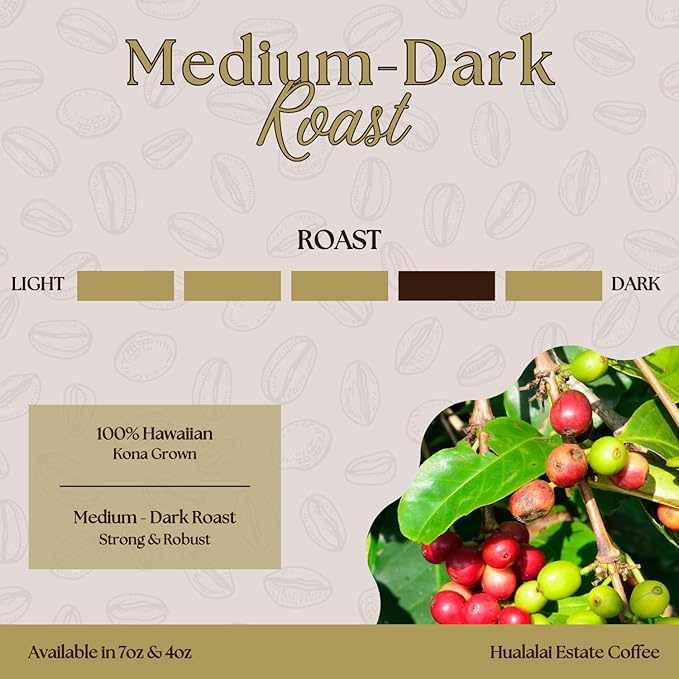 Hualalai Estate Decaf Kona Coffee Grounds - Medium Dark Roasted Hawaiian Grown Beans - Decaffeinated Pesticide-Free Premium Coffee (7 oz)