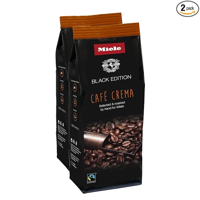 Miele Black Edition Café Crema Hand-Selected &amp Hand-Roasted Whole Coffee Beans - USDA Organic Fair Trade Certified - 8.8 oz (250g) 2 Pack