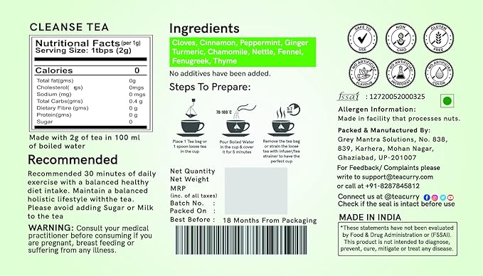 TEACURRY No More Alcohol Tea (30 TeaBags 1 Month Pack) - Helps In Liver Wellness - Indian Herbal Caffein-Free Tea