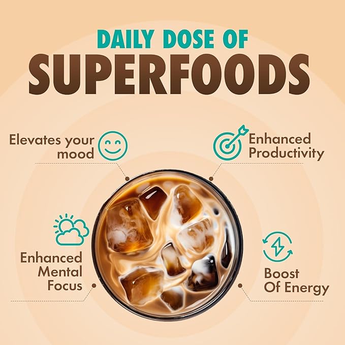Sollo Brain Power Instant Coffee Sticks (24 Servings) Cinnamon Notes - Dark Roast Enhanced Brain Function &amp Immune Support Focus Bold &amp Smooth Taste 100% Arabica Freeze Dry.