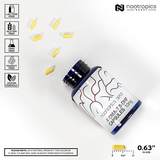 Nootropics Depot 4'-DMA-78-DHF Nutritional Supplement Capsules | 10mg | 30 Count | 4'-DMA-78-Dihydroxyflavone