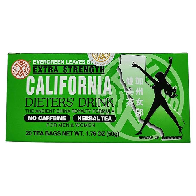 12 Packs Evergreen Leaves Brand Extra Strength California Dieters' Drink Caffeine Free Herbal Dietary Tea Senna-infused total 240 Tea Bags