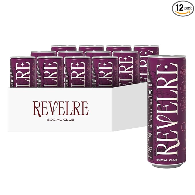 Revelre Functional Social Tonic with Ketones and Adaptogens - Mindful Blend for Focus and Calm - Ketones Magnesium B12 Reishi &amp Cordyceps Mushrooms - Non Alcoholic - Cosmic Cola 12 oz (12 Pac