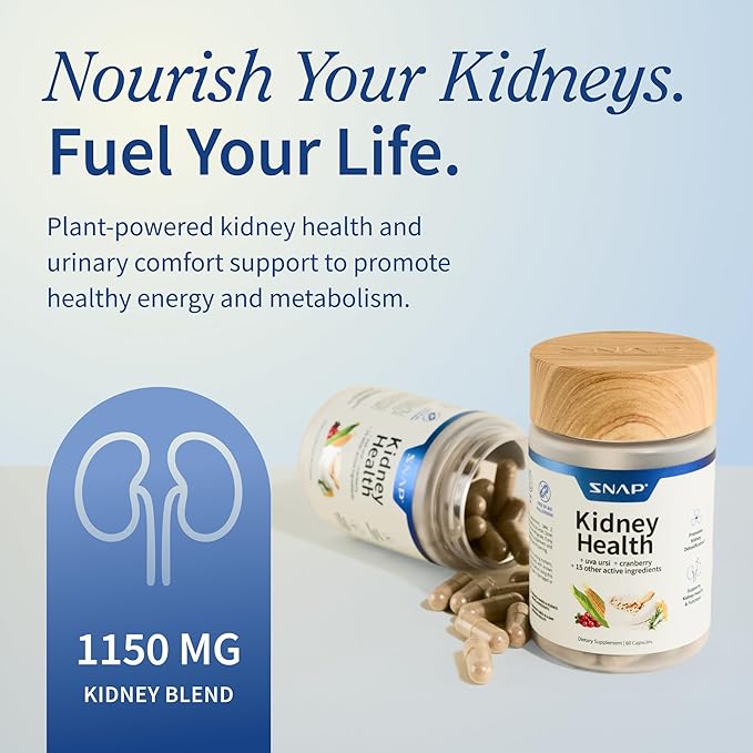 Snap Supplements Kidney Health Support Supplement - Kidney and Urinary Tract Health Support for Women and Men 60 Vegetarian Capsules (30 Servings 1 Month Supply)