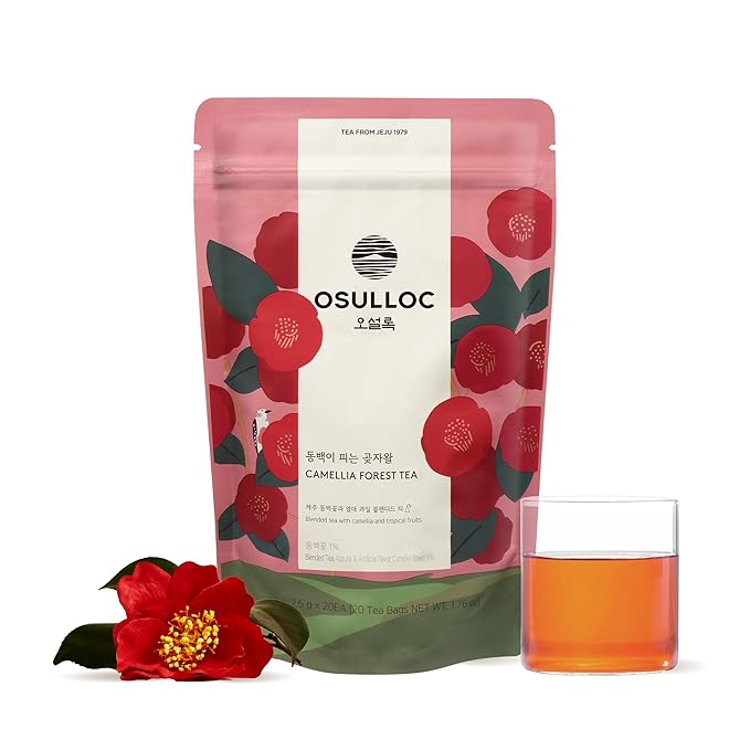 OSULLOC Camellia Tea (Sweet Tropical Fruit Scent) | Sweet Fruit Tea | 20 Pyramid Tea Bags 1.76oz