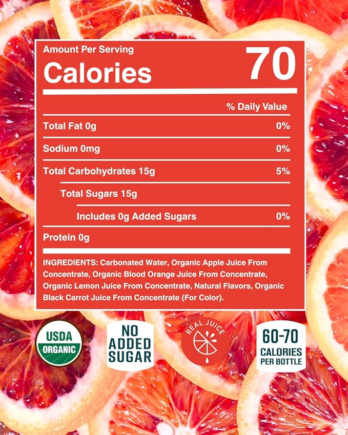 Citrus House Organic Sparkling Juice Blood Orange Modern Italian Soda No Added Sugar No Preservatives 9.3 Fl Oz Glass Bottle (Pack of 12)