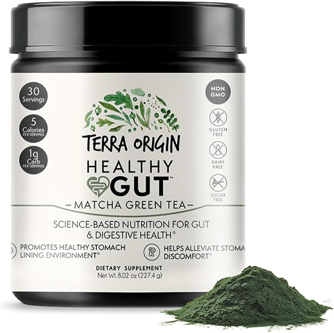 Healthy Gut Matcha Green Tea | 30-Servings with L-Glutamine Zinc Glucosamine Slippery Elm Bark and More!
