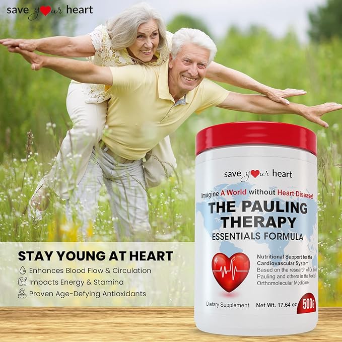 Cardio Heart Health Powder Supplement - The Pauling Therapy Essentials Formula (PTEF) Healthy Vitamin C B-12 L-Lysine L-Arginine Magnesium Zinc + Vitamins Minerals &amp Antioxidants