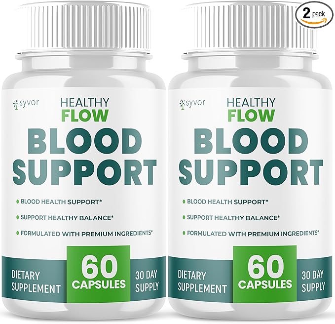 (2 Pack) Healthy Flow Blood Support Capsules Official Healthy Flow Blood Support Pills with All Natural Ingredients Advanced Formula Supplement with Premium Vitamins for Men &amp Women (120 Capsule