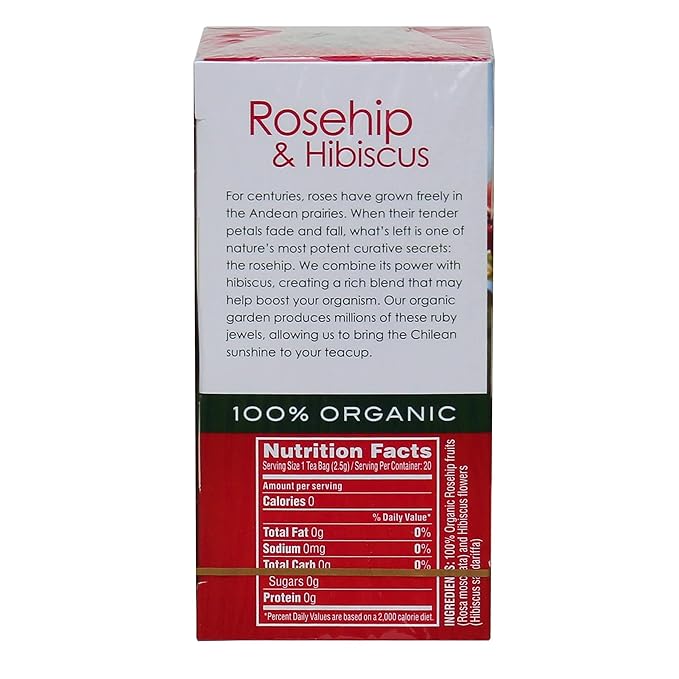 Garden of the Andes Herbal Organic Decaf Rosehip and Hibiscus Hot Tea Bags 0.9 oz 20 Count (Pack of 6)