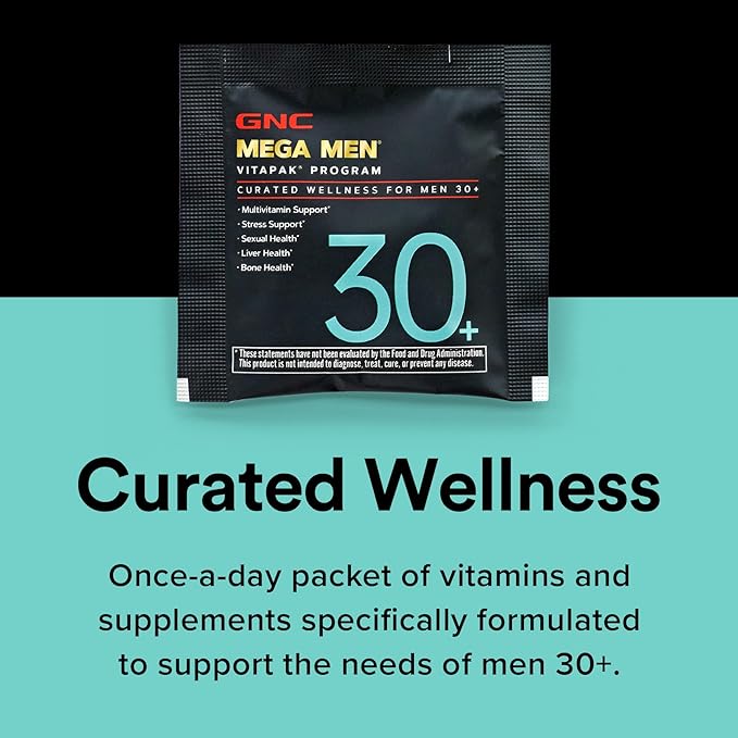 GNC Men's 30+ Vitapak Program | 5-in-1 Daily Multivitamins and Minerals | Supports Healthy Bones and Stress Relief | 30 Servings