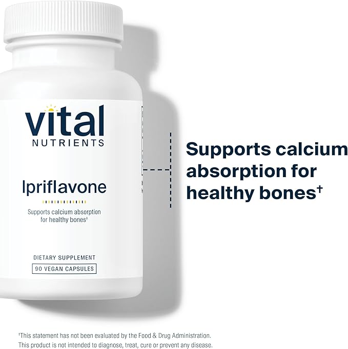 Vital Nutrients Ipriflavone 600mg - Isoflavone Support for Healthy Bones and Calcium Absorption - Gluten Dairy Soy Free - Non-GMO - 90 Capsules