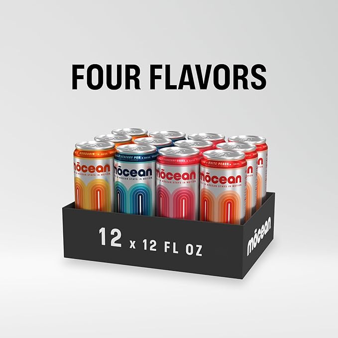 MŌCEAN Variety Pack Energy Drink 12 fl oz (Pack of 12) Clean Adult Energy Drink with 130mg Caffeine Adaptogens &amp Minerals No Taurine No Sucralose No Candy Flavors