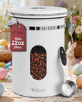 Veken Coffee Canister with Window Easter Gifts Airtight Stainless Steel Container with Lids Home Kitchen Food Storage Jars for Grounds Beans Tea Flour Cereal Sugar Basket Scoop 22OZ White