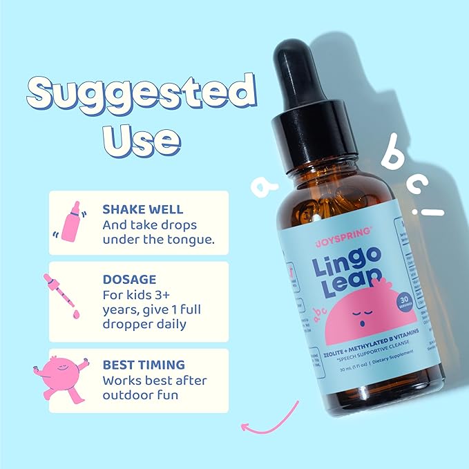 JoySpring LingoLeap B9 – L-Methylfolate 5-MTHF Plus Methyl B12 Kids Drops | MTHFR Supplement | Dual Action Formula – Methylcobalamin B12 Zeolite Drops | Grape-Flavored Vitamins | Ages 3+