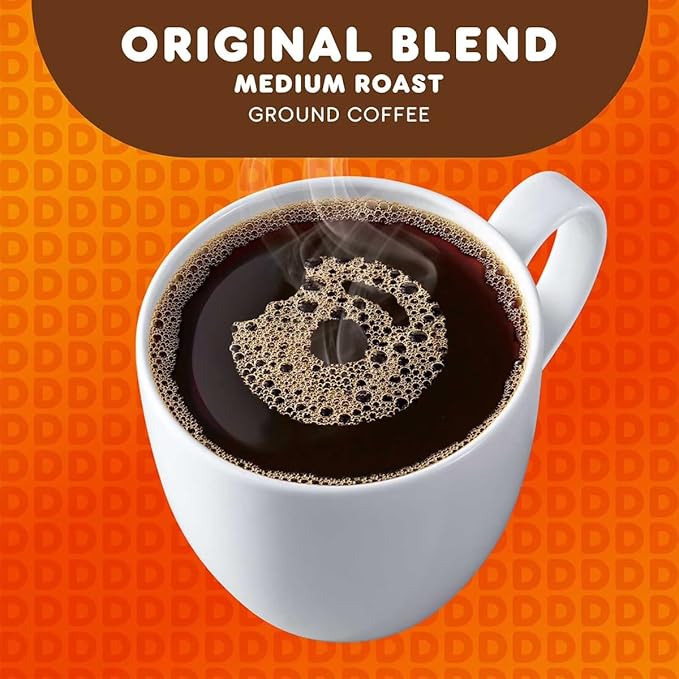 Dunkins Original Blend Medium Roast Ground Coffee 40 oz Canister Makes Up to 130 Servings