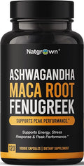 Natgrown Ashwagandha Maca Root Fenugreek Extract Capsules Supplement for Men &amp Women - Vegan Pills - (120 Count)