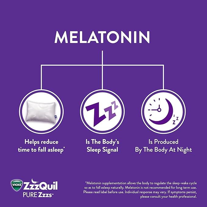 ZzzQuil Pure Zzzs Melatonin Sleep Aid Gummies with Lavender Valerian Root and Chamomile Natural Wildberry Vanilla Flavor Non-Habit Forming Drug-Free 24 Gummies (Pack of 4)