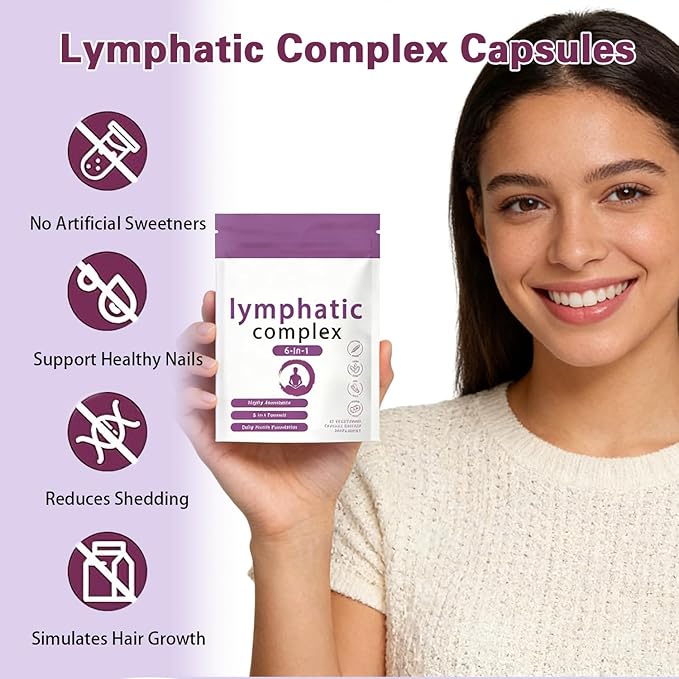 6-in-1 Lymphatic Complex | Lymphatic Support Supplement | DandelionBurdockBromelain Herbal Blend | VeganNon-GMO | Supports Healthy Lymphatic Function &amp Skin Radiance60 Capsules