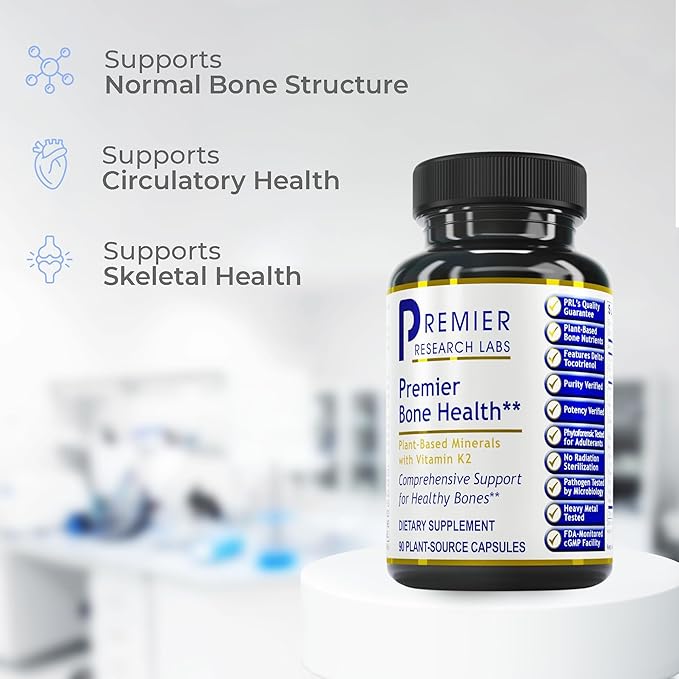 Premier Research Labs Premier Bone Health - Bone Health Vitamins Bone Strength Supplement for Women &amp Men Calcium Supplement with Vitamin K2 Healthy Bone Support - 90 Capsules