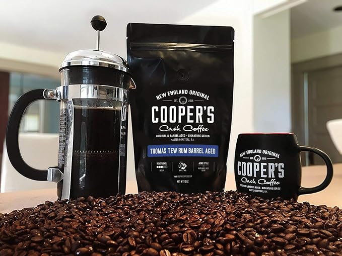 Rum Barrel Aged Coffee - Single Origin Rwanda Coffee Beans Aged in Thomas Tew RUM Barrels - 2lb Bags Ground Coffee