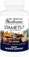 Host Defense Stamets 7-7 Species Blend - Mushroom Supplement for Immune Support - Includes Royal Sun Blazei Cordyceps Reishi Maitake Lion's Mane Chaga &amp Mesima - 120 Capsules