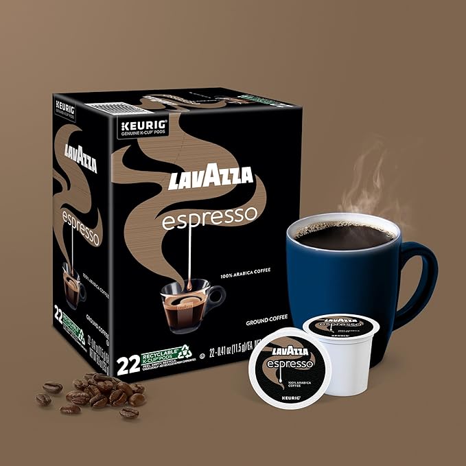 Lavazza Espresso Single-Serve Keurig K-Cup Pods Medium Roast Coffee 88-Count Box (4 Packs of 22)