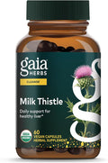 Gaia Herbs Milk Thistle - Liver Supplement &amp Cleanse Support for Helping to Maintain Healthy Liver Function* - 60 Vegan Capsules (20 Servings)