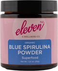 Eleven TLC Organic Blue Spirulina Powder Flavorless Superfood Vitamins + Minerals Espirulina Azul en Polvo Plant Protein Non-GMO Non Messy Glass Jar 1.24 Ounce 35 Servings