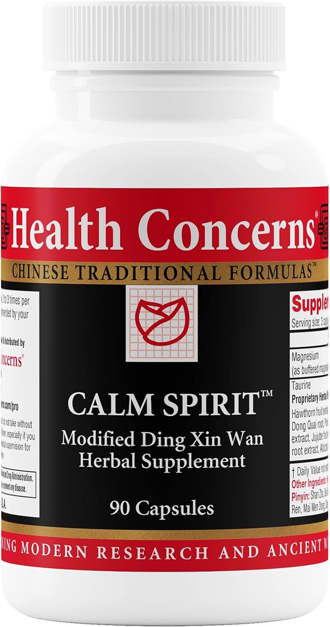 Health Concerns Calm Spirit - Stress Relief Supplement for Men &amp Women - Herbal Calming Support - Eases Tension &amp Nervousness - Magnesium Hawthorn Chinese Peony &amp Taurine - 90 Capsules
