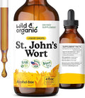 Wild &amp Organic St Johns Wort Tincture - Mood Support - Calming St John's Wort Supplement - Hypericum Perforatum Herbal Liquid Drops - Vegan Sugar &amp Alcohol Free - 4 fl oz