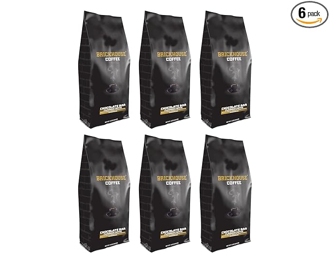 Brickhouse Chocolate Bar Flavored Ground Coffee – Candy-Inspired Blend with Notes of Caramel Chocolate Nougat &amp Peanuts 100% Arabica 6-Pack (12oz Bags)