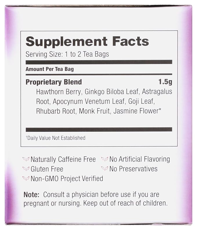 Bravo Tea Cholesterol Health Herbal Tea Naturally Caffeine Free Vegan Friendly Gluten Free &amp Non-GMO 20 Tea Bags (Pack of 6)