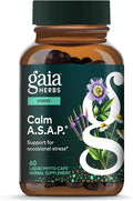 Gaia Herbs Calm A.S.A.P. - Stress Support Supplement with Skullcap Passionflower Chamomile Vervain Holy Basil &amp More - Supports Calm* - 60 Vegan Liquid Phyto-Caps (20 Servings)