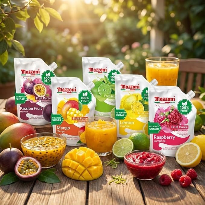 Mazzoni - Lemon Juice 100% Pure Lemon Just Juice No Sugar Added Not from Concentrate No Added Ingredients Mixer for Cocktails Drinks Smoothies – 2.2 lb Convenient Pouch Made in Italy