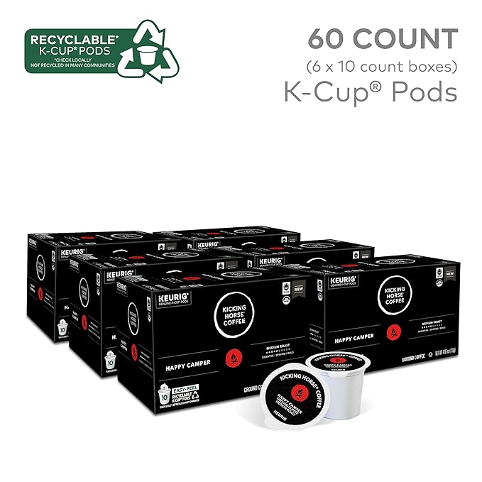 Kicking Horse Coffee Happy Camper Single Serve Keurig K-Cup Pods Medium Roast Coffee 60-Count Box